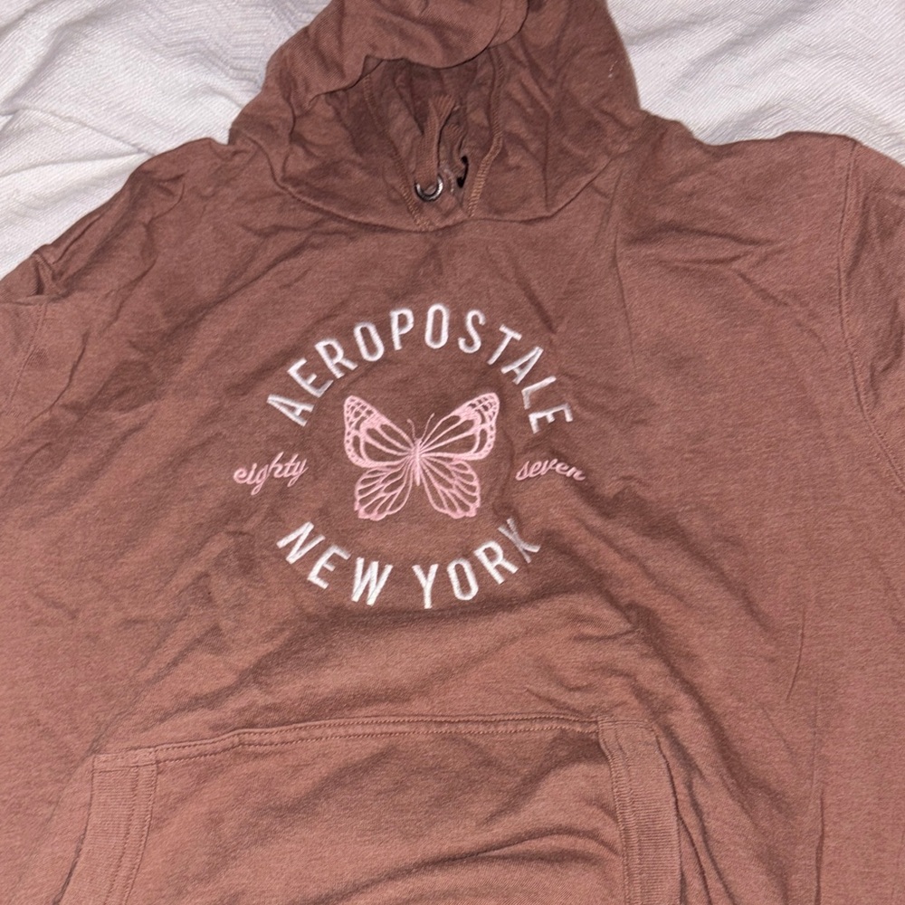 Aeropostale Tan Hoodie with Pink Butterfly